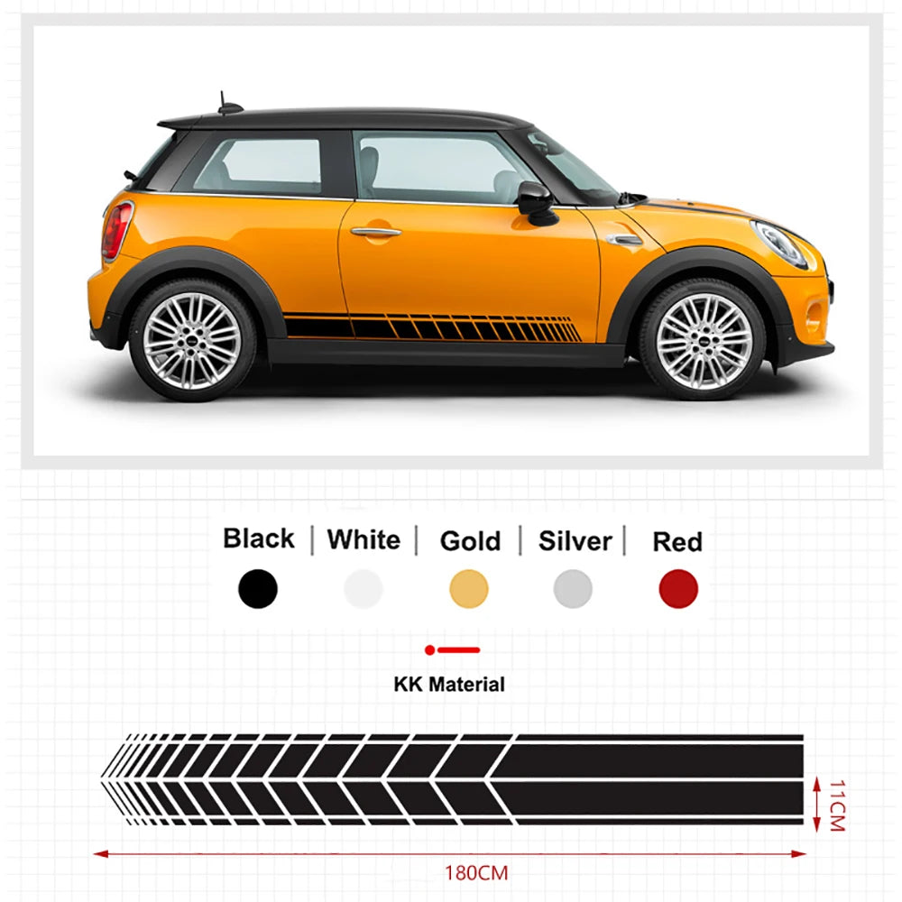 2Pcs Car Side Door Body Waist Skirt Decal Stickers Trim For MINI Cooper ClubmanF54 F55 F60 R55 R56 R60  Countryman Accessories