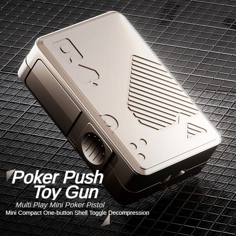 Alloy Poker Toy Gun Soft Bullet Shell Ejecting Shooting Model Pushing Card Pistol Launcher Decompression Toy Outdoor Socializing