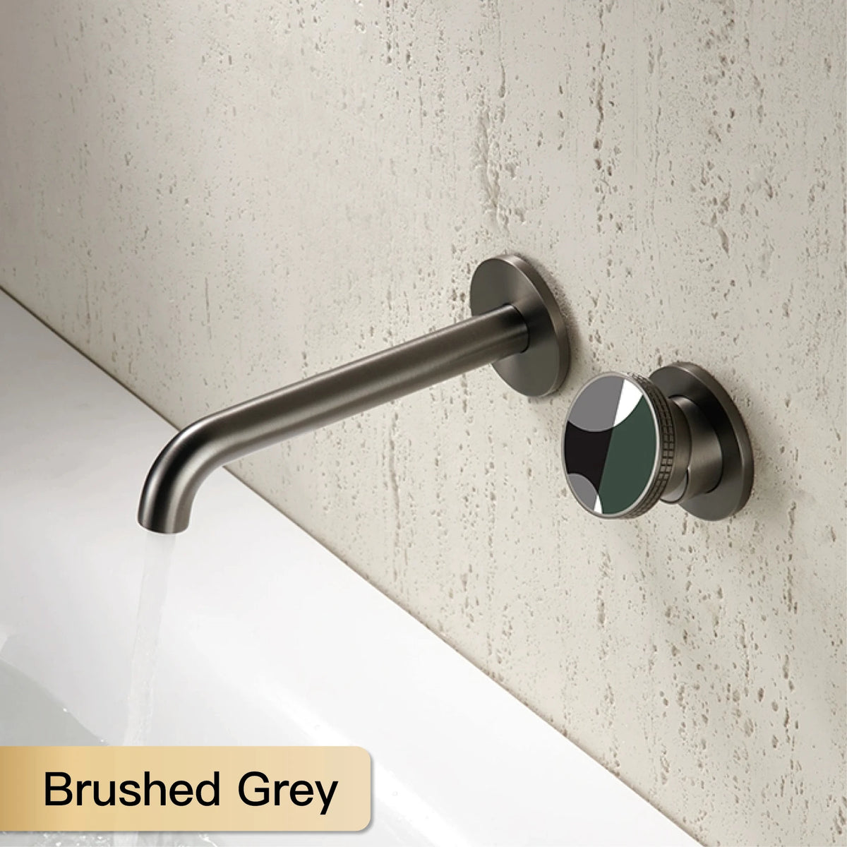 Modern luxury gun gray brass bathroom faucet with wall mounted design, cold and hot dual control, simple basin faucet