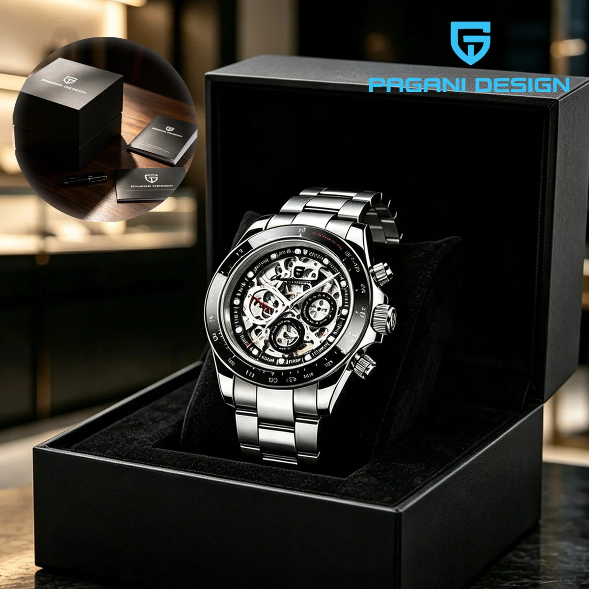 PAGANI DESIGN 2026 New Automatic Mechanical Watch Skeleton Hollow Dial Waterproof Stainless Steel Sport Wristwatch Reloj Hombre
