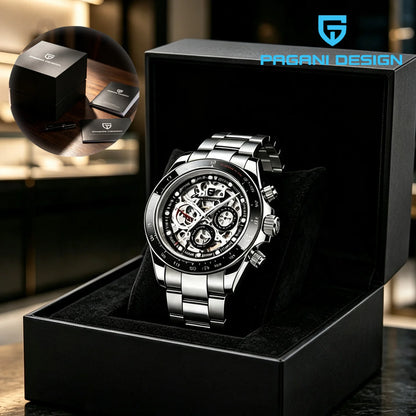 PAGANI DESIGN 2026 New Automatic Mechanical Watch Skeleton Hollow Dial Waterproof Stainless Steel Sport Wristwatch Reloj Hombre
