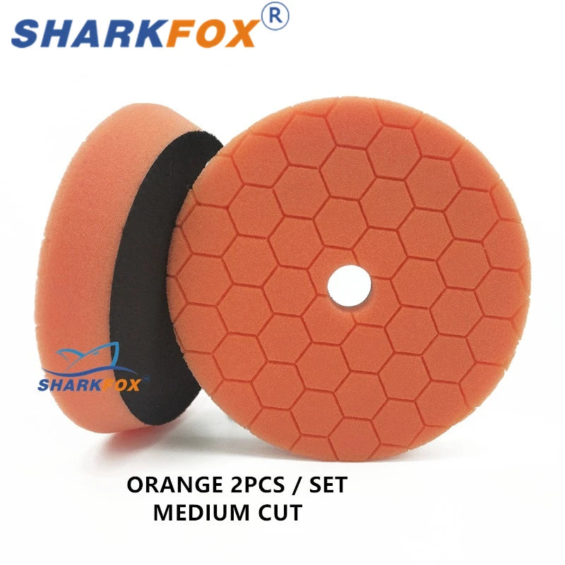 Sharkfox Polishing Pads 5/6 Inch Germany Foam Buff Sponge Pads Auto Car Buffing Pad Set for DA/RO Polisher Buffer Tools
