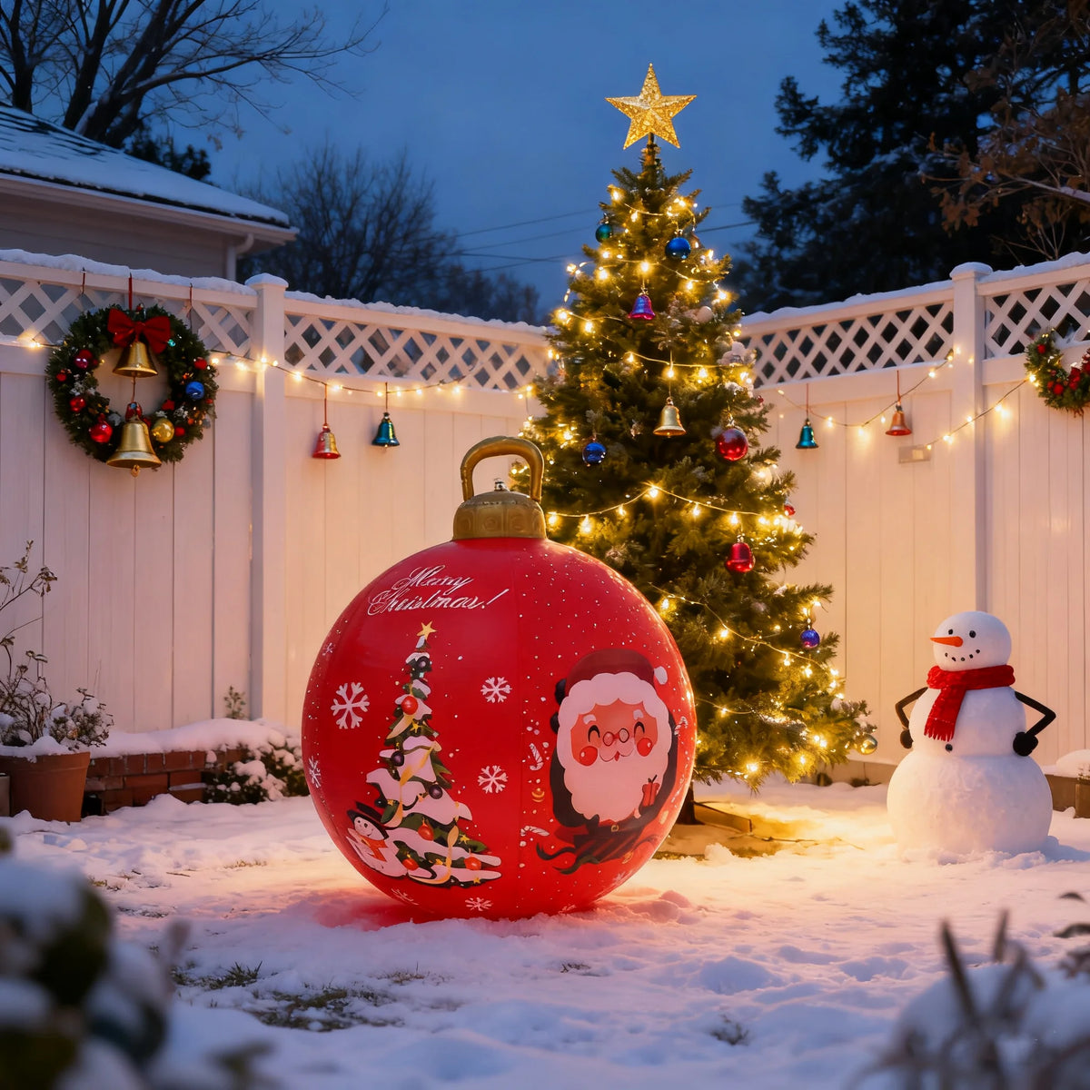 24inch (Approx. 60cm) Giant Inflatable Christmas Ball Pvc Inflatable Decorative Ball Large Holiday Inflatable Outdoor Decoration Christmas Inflatable Yard Decoration Giant Inflatable Ornament
