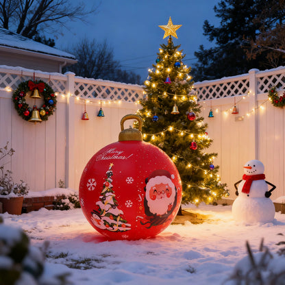 24inch (Approx. 60cm) Giant Inflatable Christmas Ball Pvc Inflatable Decorative Ball Large Holiday Inflatable Outdoor Decoration Christmas Inflatable Yard Decoration Giant Inflatable Ornament