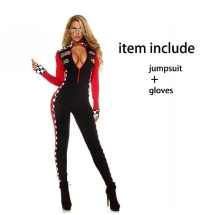 Cosplay Sexy Race Car Driver Halloween Costumes Women Sexy Racing Jumpsuit Long Sleeves Racer Girl Uniform Cheerleaders Costume
