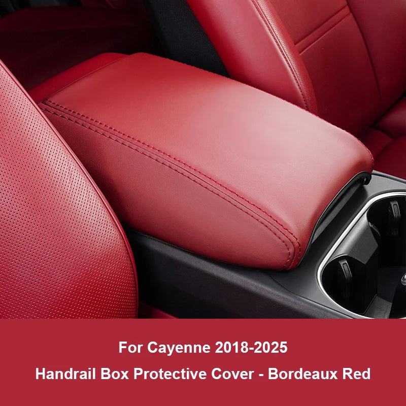 For Porsche Cayenne 2018-2025 Macan 2014-2025  PU Leather Car Armrest Box Protector Cover Central Control Interior Accessories