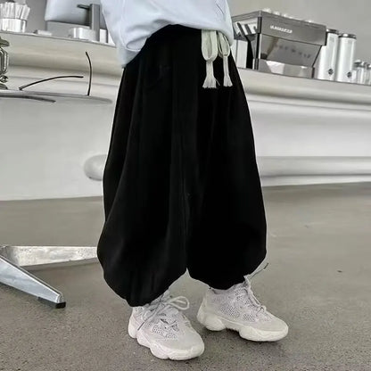Children Clothes Boys Casual Pants Spring Autumn 2026 New Fashionable Solid Color Simple Kids Loose Simple Full Length Pants