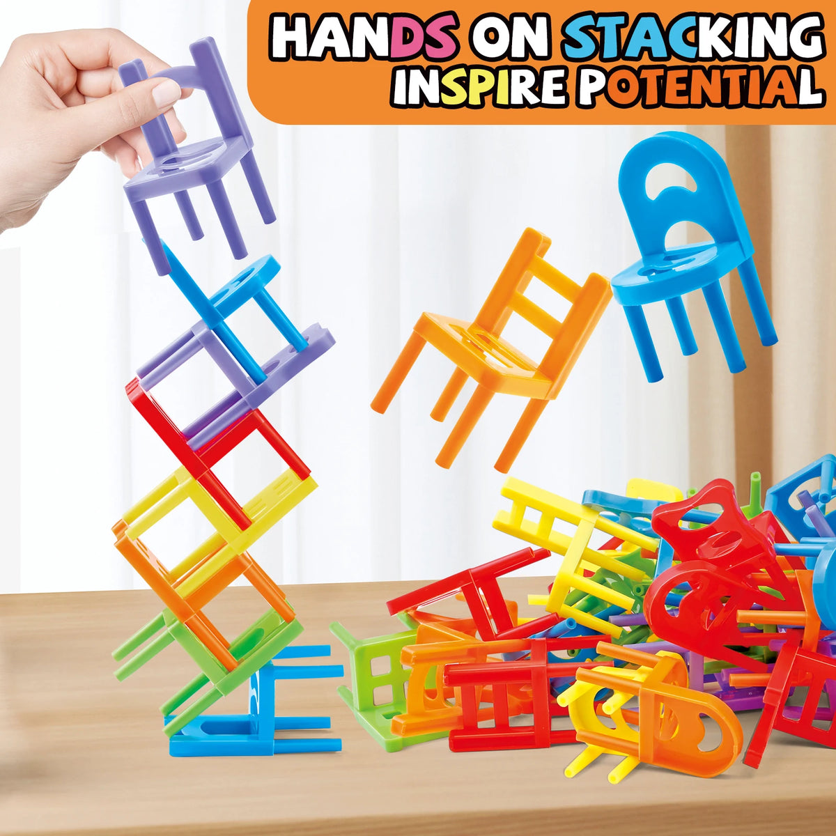 Educational Toys,Chair Stacking Toy Set,Building Blocks Stacking Chairs,Random Colors/Styles,Parent-Child Gathering Interactive