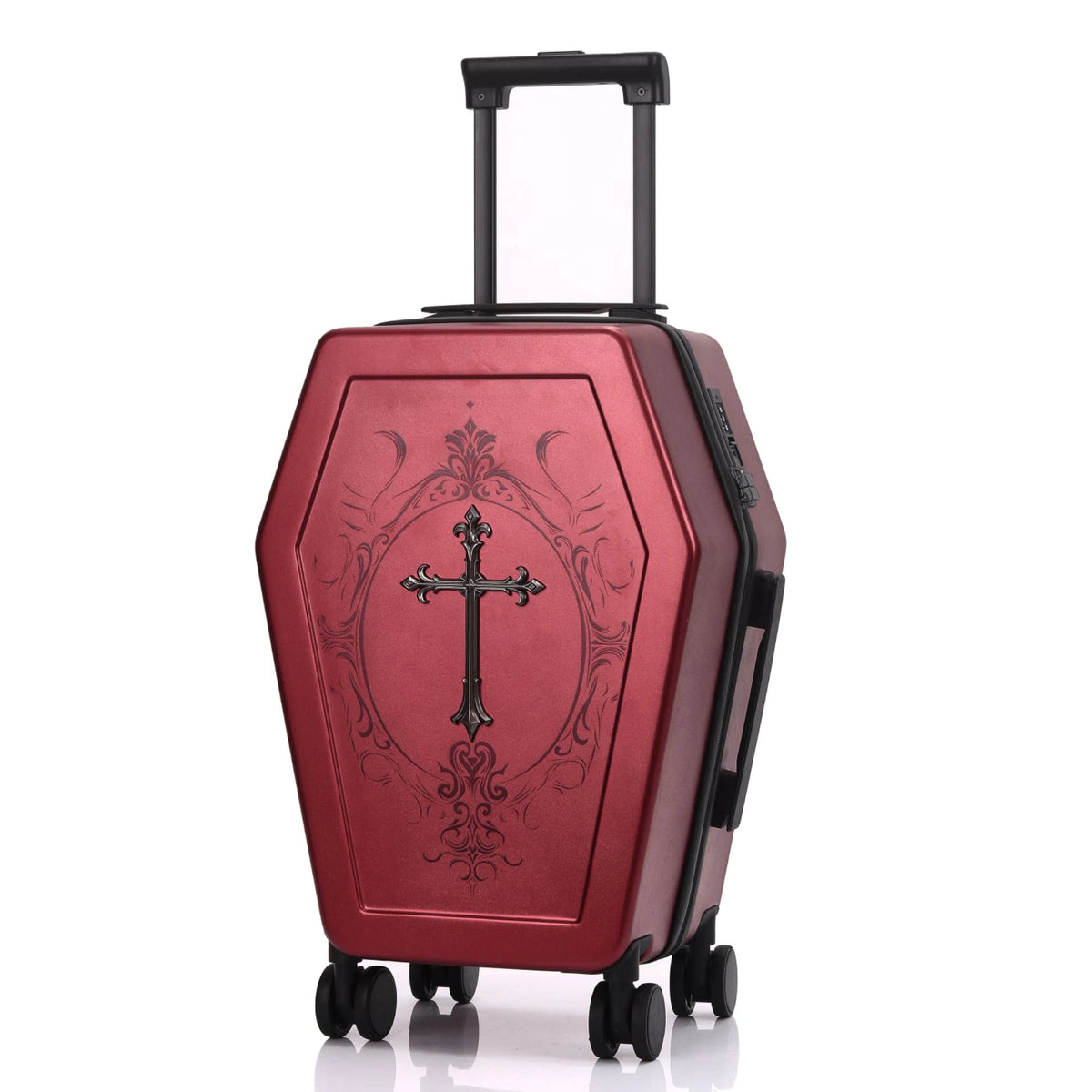 Unique Design Gothic Coffin Suitcase Halloween Travel Bag Black Retro Trunk Vampire Themed Suitcase Dark Aesthetic Luggage