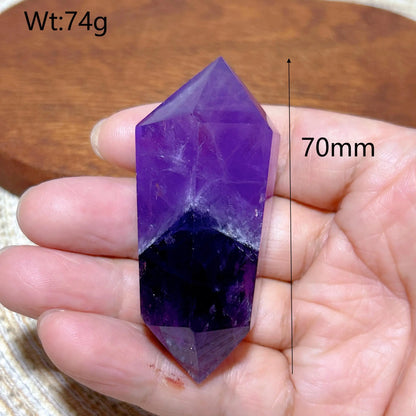 Natural Crystal Two Color Amethyst Double Point Tower Healing Rainbow High Quality Gemstones Energy Home Decorations Gift