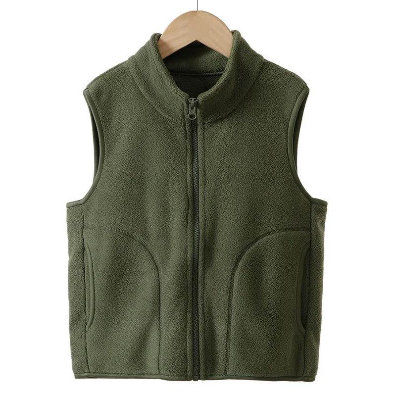 Autumn Kid Vest Winter Warm Fleece Sleeveless Jacket For Boys Girls Casual Versatile Teenage Children Outerwear