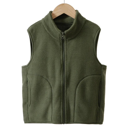 Autumn Kid Vest Winter Warm Fleece Sleeveless Jacket For Boys Girls Casual Versatile Teenage Children Outerwear