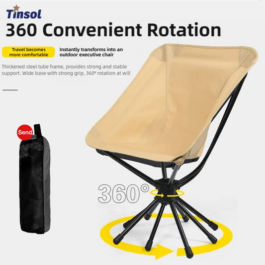 TINSOL 2026 New Portable Outdoor Detachable Swivel Chair Camping Folding Chair Backpacking Lightweight Seat with Fishing Tote