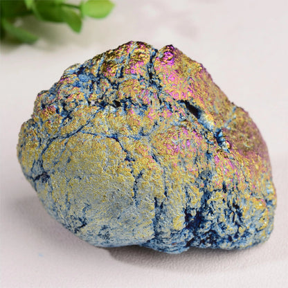 1PC Natural Agate Plated/Electroplated Cornucopia Crystal Cave Raw Stone Bare Stone Display Mineral Specimen Decoration Fortune