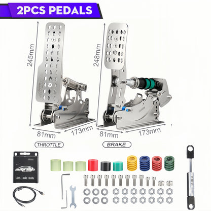 SimRuito Sim Racing LoadCell Pedals 3mm Stainless Steel Racing Simulator Cockpit Pedals for PC Game Gear Pedal for Wheel