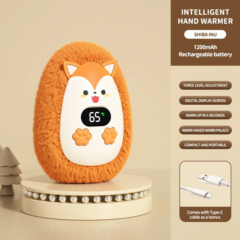Plush Hand Warmer Winter Mini Portable Three-speed Adjustment Battery Life Long-lasting Smart Temperature Control Hand Warmer