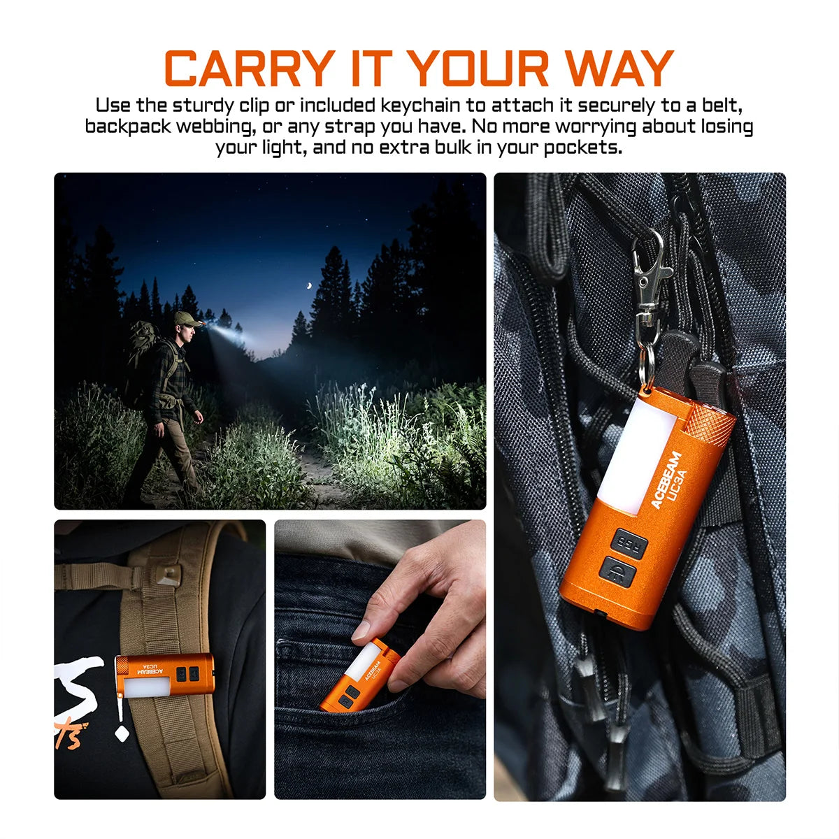 ACEBEAM UC3A EDC Flashlight Rechargeable Wide Voltage(1.2-4.8V) LED Torch With Camping Light Magnetic Multifunctional For Dog