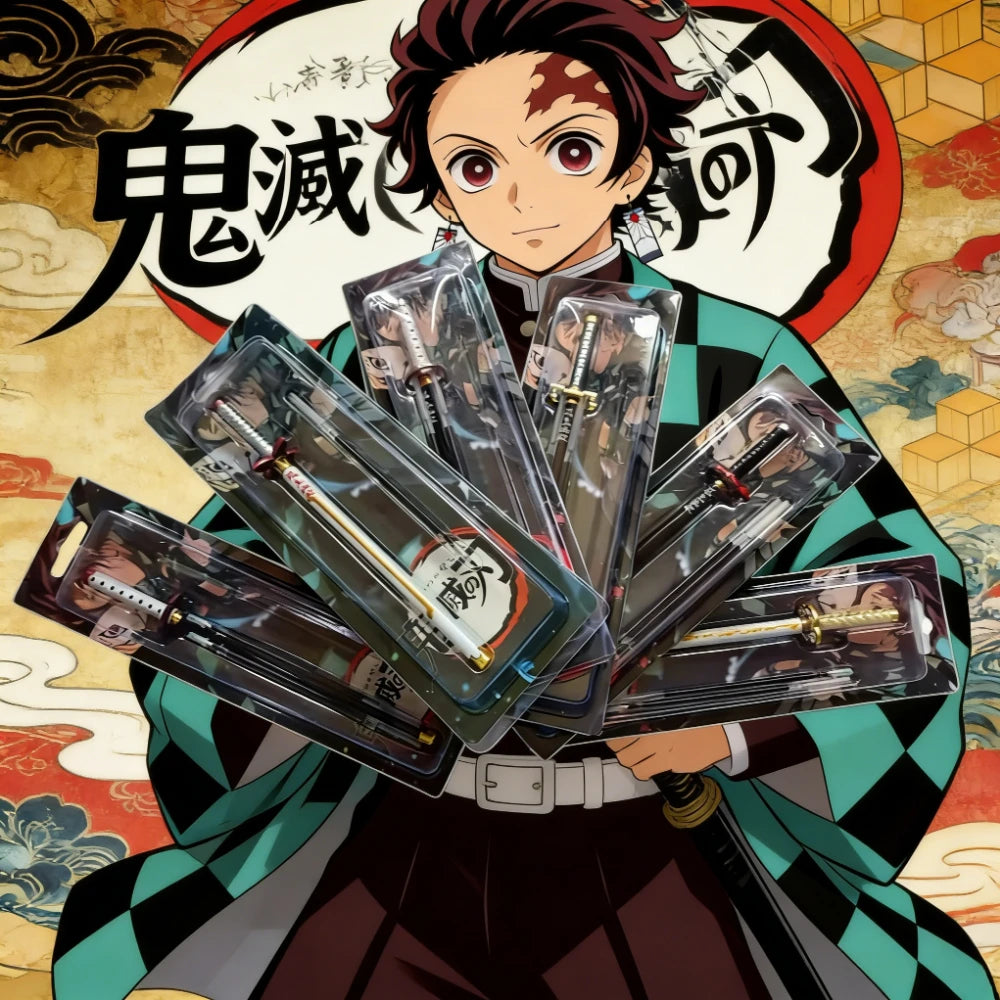 Anime Demon Slayer Nichirin Sword Katana Pen Kimetsu No Yaiba Giyu Refillable Gel Pen for Anime Fans Collection School Supplies
