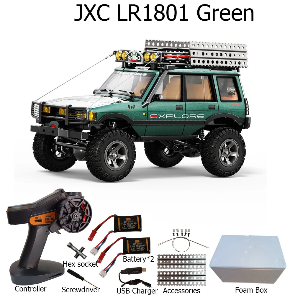 JXC LR1801 1/18  RC Car 4WD 2.4G Remote Control Car Full Proportion Dual Speed Simulation LED Climbing Off-road RC Toy As Gift