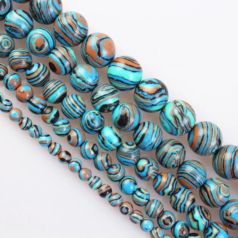 Natural Stone Beads Blue Malachite 8mm Polished Round Smooth Gemstone Beads for Jewelry Making 15 Inch