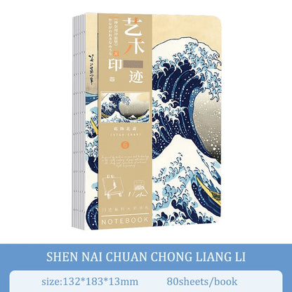 A5 Notebook Ukiyoe & Famous Painting Series Cover,80sheets/Book Writing Diary Recording Life Office Study Note Supplies CS-058