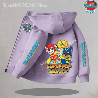Paw Patrol Kids Thin Hooded Coats Anime Chase Zipper Sweatshirts Outwear Fashion Spring Fall Hoodies Sportwear Children Clothes