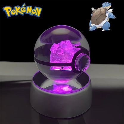 Pokemon 3D Crystal POKE BALL Figure Toys Snivy Dragonair Blastoise Venusaur Milotic Raichu Night Light LED Lamp Base Model Dolls