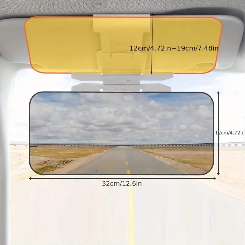 Dual Purpose Daytime and Nighttime Anti Glare Car Sun Visor with Adjustable Sun Visor Extender