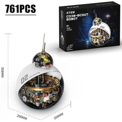 Technical Science Fiction Programming Spherical Machine Building Blocks Remote Control Sci-Fi Reconnaissance Robot Bricks Toy