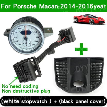 For Porsche Macan 95B 2014-2023 Stopwatch Compass Chrono Clock Watch Instrument Panel Cover Car Interior Dashboard Accessories