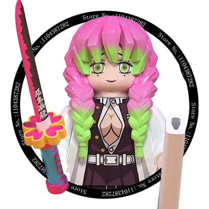 Demon Slayer Miniatures, Tan Errou, NeiZuko, Guiyou, Shinobu, collectible action figures, children's assembled toys, gifts.