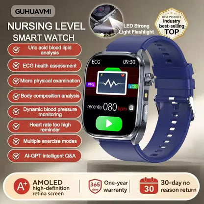 2026 New AI Health Care Accurate detection ECG SmartWatch Blood Pressure lipids Uric Acid Analysis Bluetooth Call Smart Watches