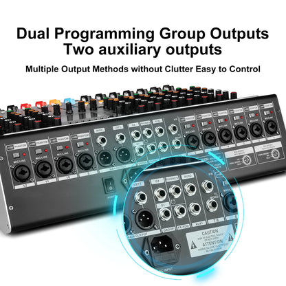 12Channel Digital Mixer Depusheng Professional audio mixing 99 DSP digital effects audio console mixer DJ Audio mixer