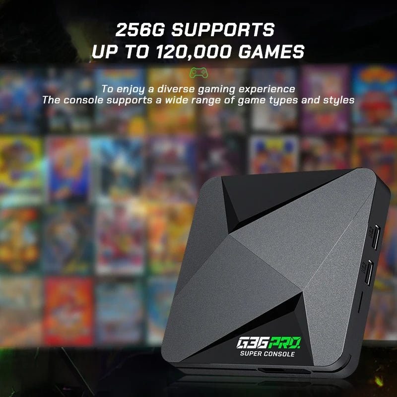 Super G36 Pro Game Console 256G 120000+ Retro Video Game Box Dual Wireless Controller TV Plug Play Arcade Home Gaming Console