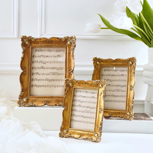 1pc European Style Vintage Gold Lace Decoration Photo Frame for Photo Display Home Decoration