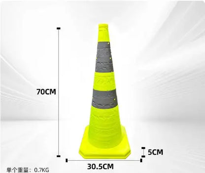 Telescopic Road Cone Fluorescent Green Reflective Cone Sign Parking Car Emergency Light Warning Barrier Foldable Cone Tube