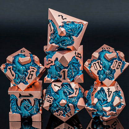 Dragon DND Metal Dice Set D6 D&D Dungeon and Dragon Pathfinder Table Role Playing Game Black Red RPG Polyhedral D20 D and D Dice