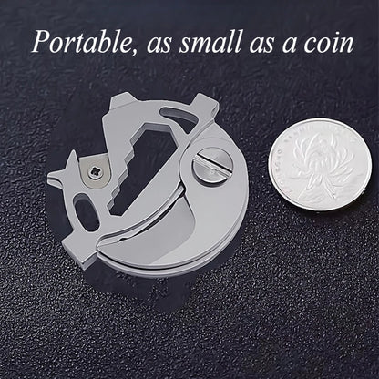 Portable Multifunctional Folding Knife, Stainless Steel Keychain Tool with Screwdriver & Rope Cutter Keychain for EDC
