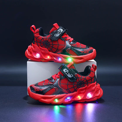 1-9-Year-Old Boys and Girls Breathable Mesh Sneakers in Spring and Autumn, MGO Youngsters LED Luminous Sneakers-Motion-Sensing F