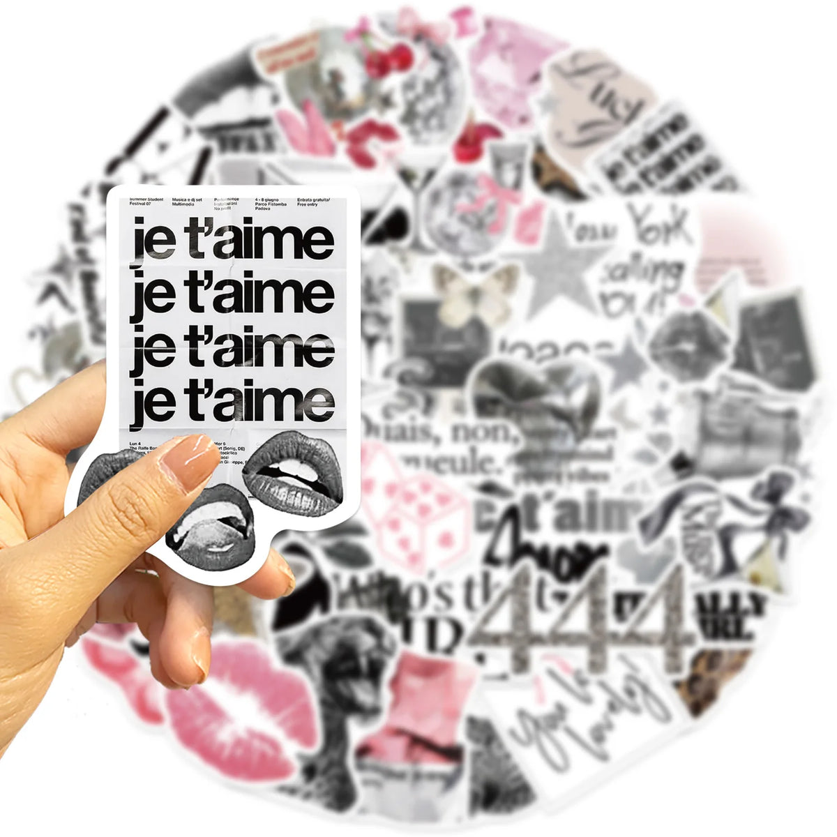 50PCS Silver Lucky Girl Retro Aesthetic Stickers Phone Guitar Laptop Notebook Suitcase Water Bottle Waterproof Sticker Decals