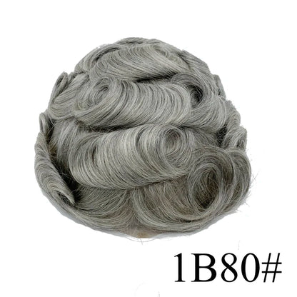 0.08mm Thickness PU Poly Base Double Knotted Toupee Human Hair Durable Time Long Lifespan Men's Capillary Prothesis