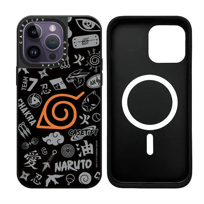 Naruto Anime MagSafe Phone Case for iPhone 15 14 13 12 Promax Mirror Shockproof Fashions Silicone Protective Cover Magnet Case