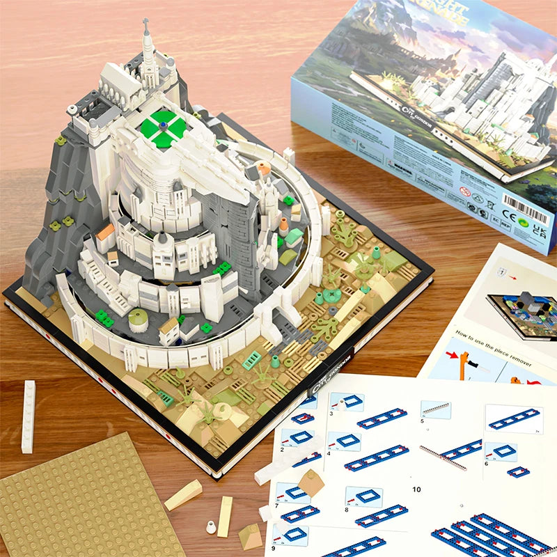 Creative White City Street View Assembly Model With Lighting Building Block Famous Movie Scene Architecture Puzzle Toy Boys Gift