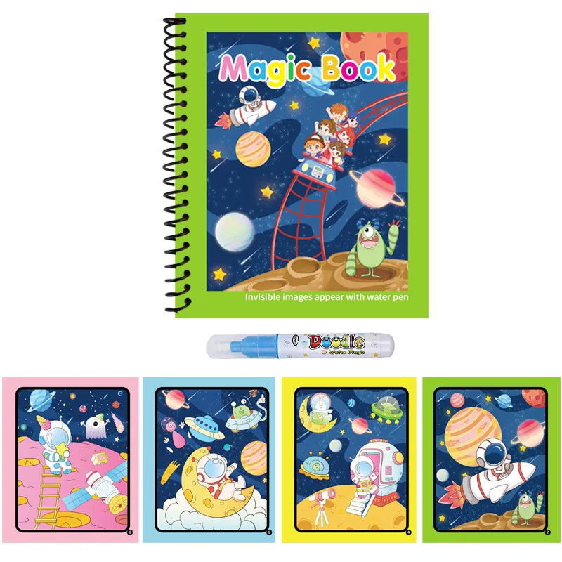 Repeated Children Drawing Coloring Books Sensory Early Education Puzzle Drawing Toys Ocean Dinosaur Animal Water Drawing Picture