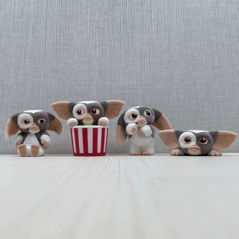 Bandai Genuine Gremlins Gizmo Flocked Mini Figure Capsule Gashapon Horror Movie Character Desktop Ornament Collection Toys Gifts