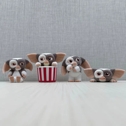 Bandai Genuine Gremlins Gizmo Flocked Mini Figure Capsule Gashapon Horror Movie Character Desktop Ornament Collection Toys Gifts