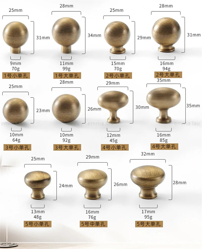 Light Luxury Brass Furniture Handles Retro Long Strip Cabinet Handles Round Door Drawer Knobs Kitchen Wardrobe Cupboard Pulls