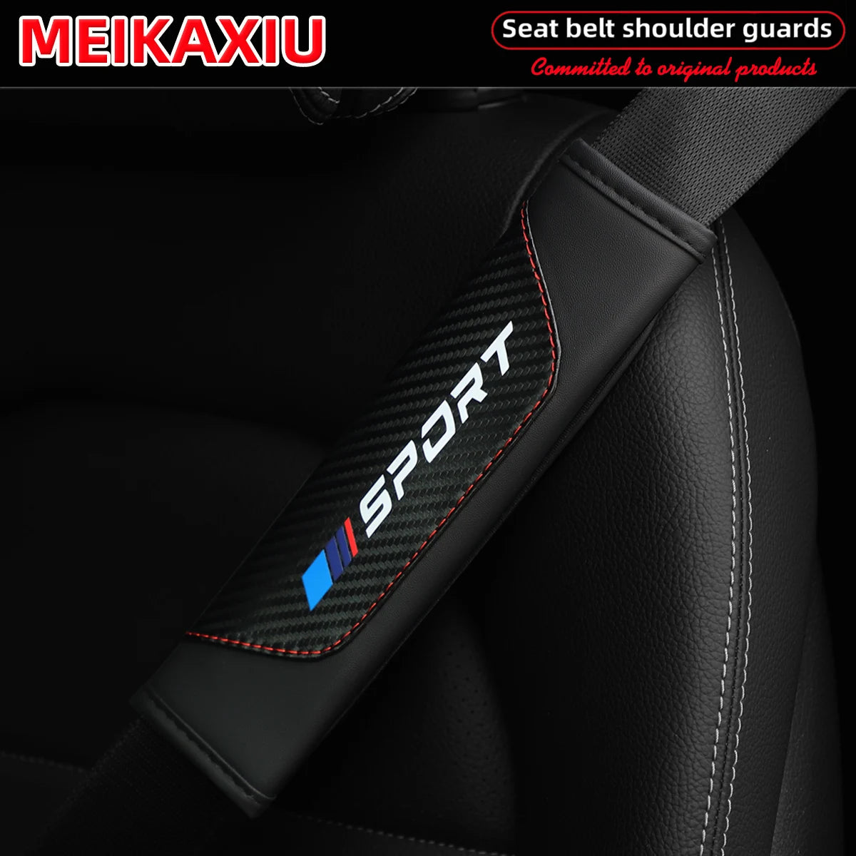 1/2PCS Women's PU Leather Carbon Fiber Sport Car Shoulder Guard Cover Seat Belt Decoration New Car Accessory