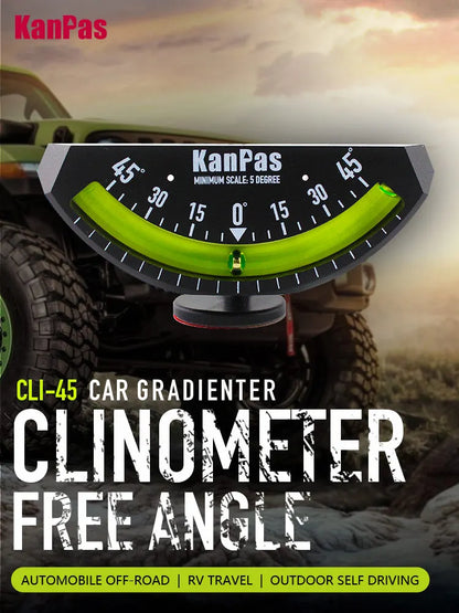 KANPAS RV Inclinometer, 0-45°Tilt Angle Gauge, Liquid Filled Metal Ball Indicator, No Battery Level For Car and Marine CLI-45