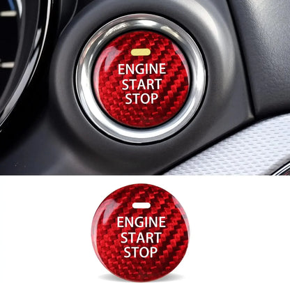 For Mazda 3 6 CX-3 CX-5 CX-9 MX-5 Miata Real Carbon Fiber Car Keyless Engine Start Stop Push Button Cover Sticker Accessories